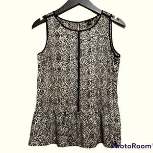Ann Taylor Leopard Peplum Blouse Size 0